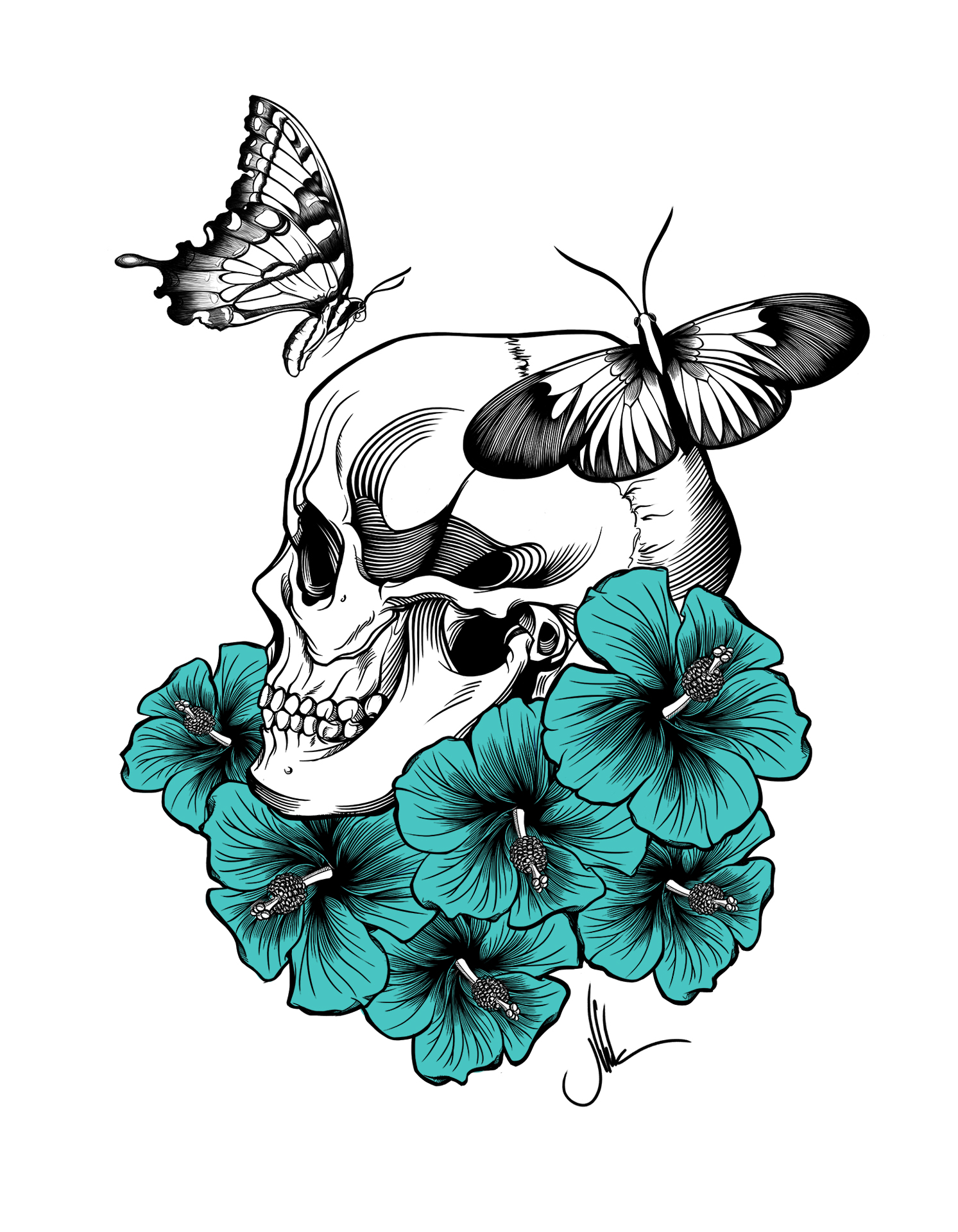 flowers & skull2