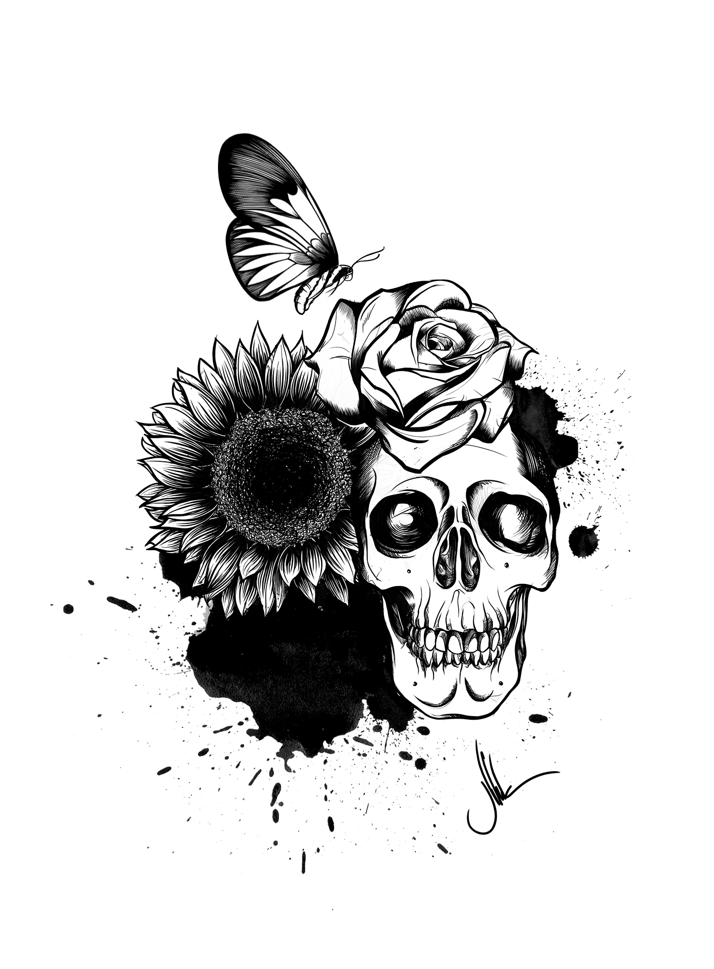 skull & flowers